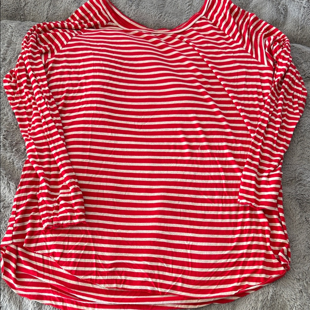 Striped Long-Sleeve Women’s Top in Red and White